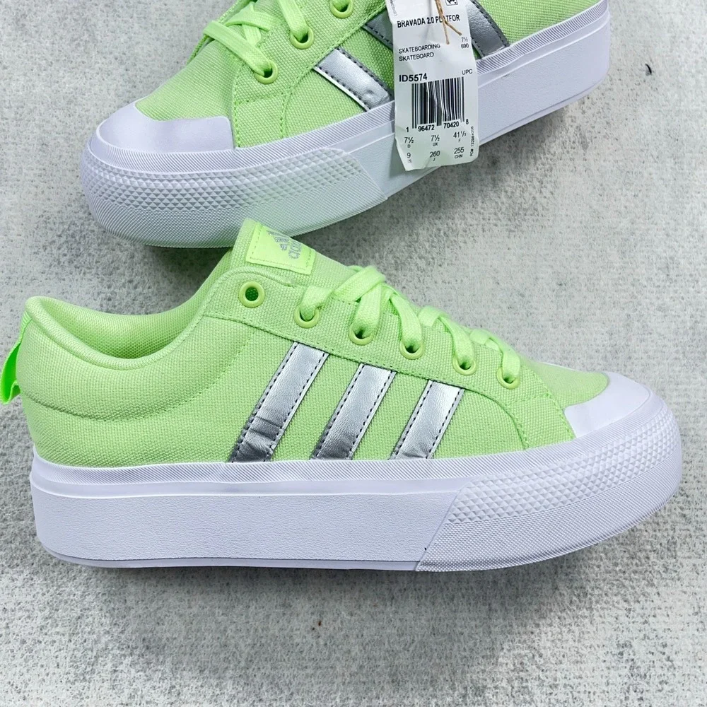 Adidas Bravada 2.0‎ Platform Shoes In Green Spark Womens Size 9